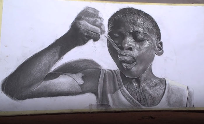 (foto, video) Un t a năr din Lagos a devenit popular prin picturile sale realiste.